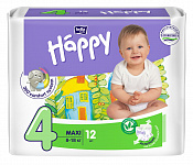 Подгузники BELLA baby Happy Fun 4 (8-18 кг), maxi, 12 шт.