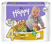 Подгузники BELLA baby Happy Fun 4+ (9-20 кг), maxi plus, 12 шт.