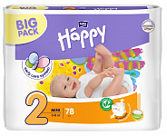 Подгузники BELLA baby Happy Start 2 (3-6 кг), mini, 78 шт